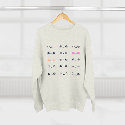 Cute Expression Crewneck Sweatshirt, Cozy Gift, Fashionable Apparel, Sweatshirt, Trendy Outfit, Perfect for Fall