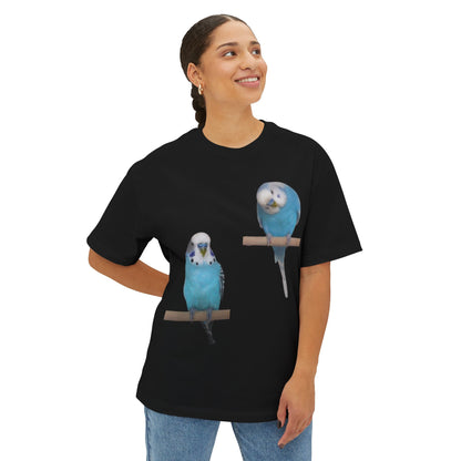 Colorful Budgie Boxy Tee, Comfortable Fashion, Bird Lover Gift, Casual Everyday Style, Unique Animal Tee,  Graphic Shirt