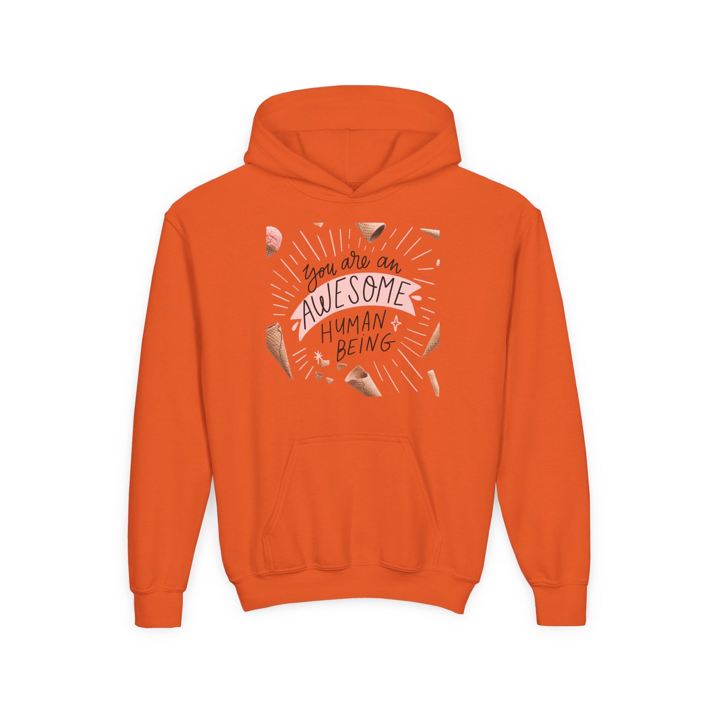 Youth Inspirational Hoodie - You Are An Awesome Human Being, Perfect Gift for Teens, Motivational Sweatshirt, Birthday Present