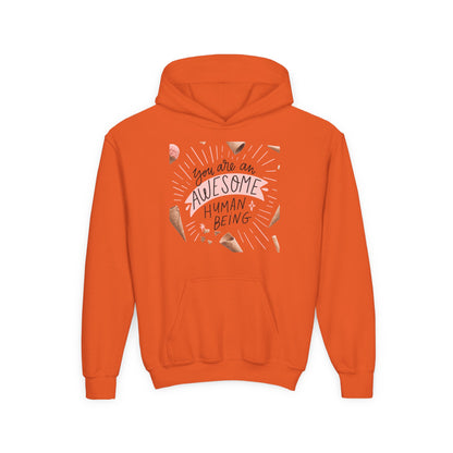 Youth Inspirational Hoodie - You Are An Awesome Human Being, Perfect Gift for Teens, Motivational Sweatshirt, Birthday Present