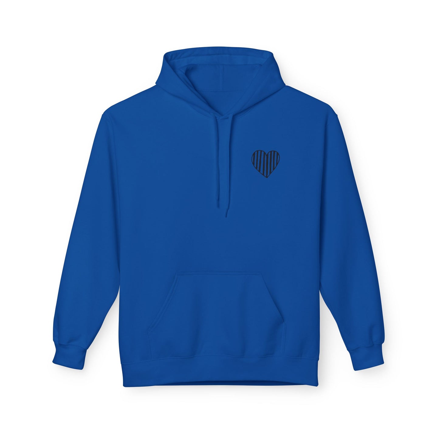 Striped Heart Fleece Hoodie - Soft, Cozy Apparel for All Seasons