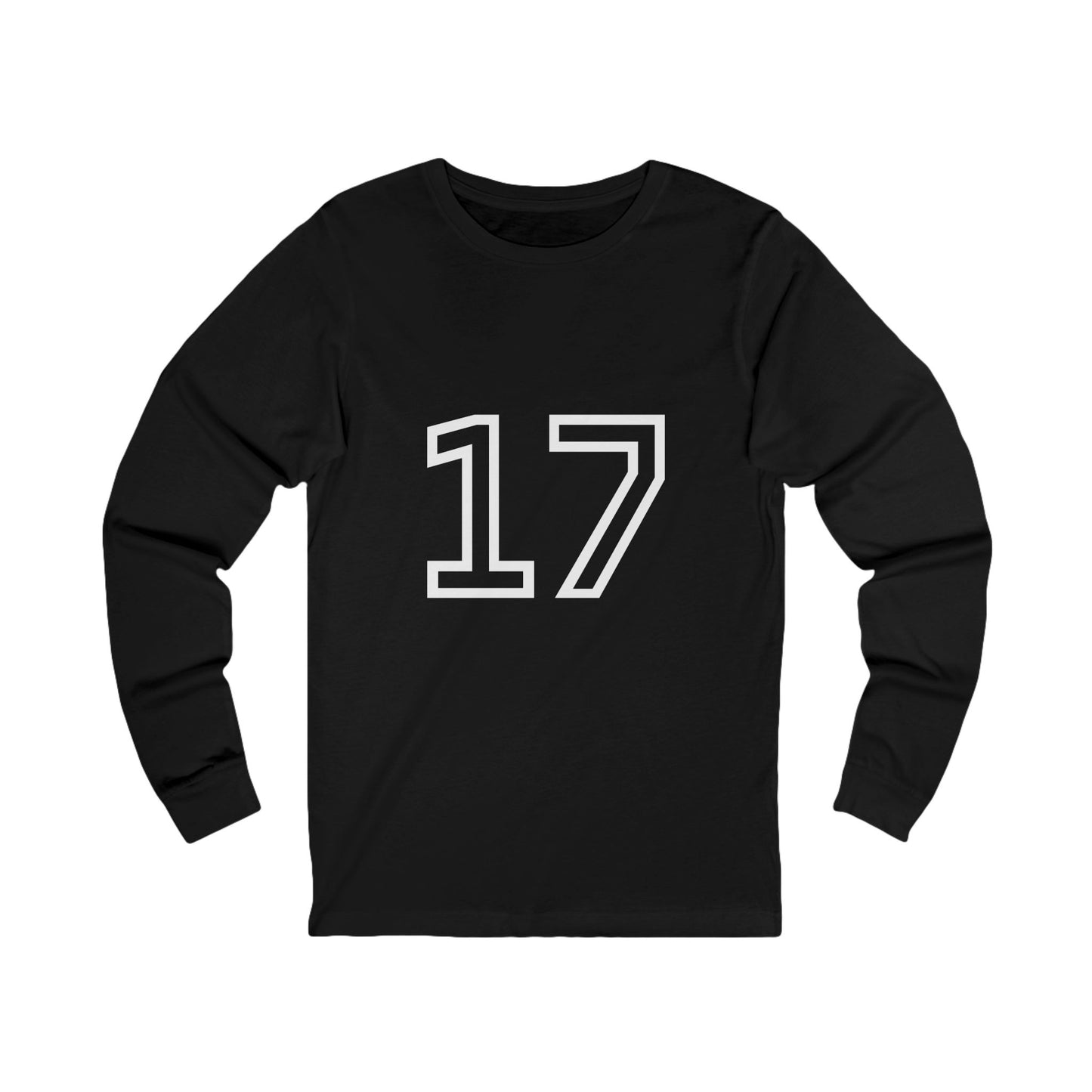 Minimalist  Long Sleeve Tee with Number 17, Casual Wear, Sports Life, Personalized Gift, Everyday Comfort, Fashion Statement