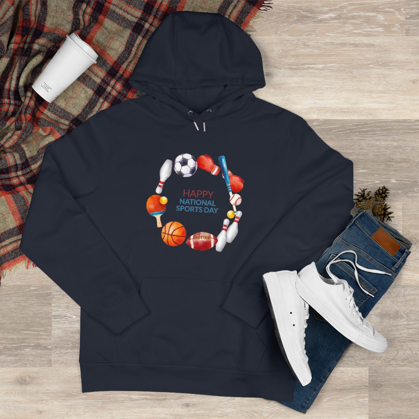 Happy Sports Day King Hooded Sweatshirt, Sports Lover Gift, Activewear, Casual Clothing, Athletic Hoodie, Sports Day Celebration