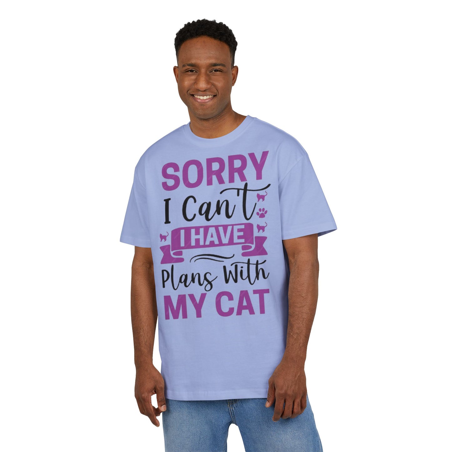 Cat Lover's Oversize Tee: Sorry I Can't, I Have Plans With My Cat - Funny Pet Tee, Gift for Cat Owners, Casual Everyday Wear, [...]
