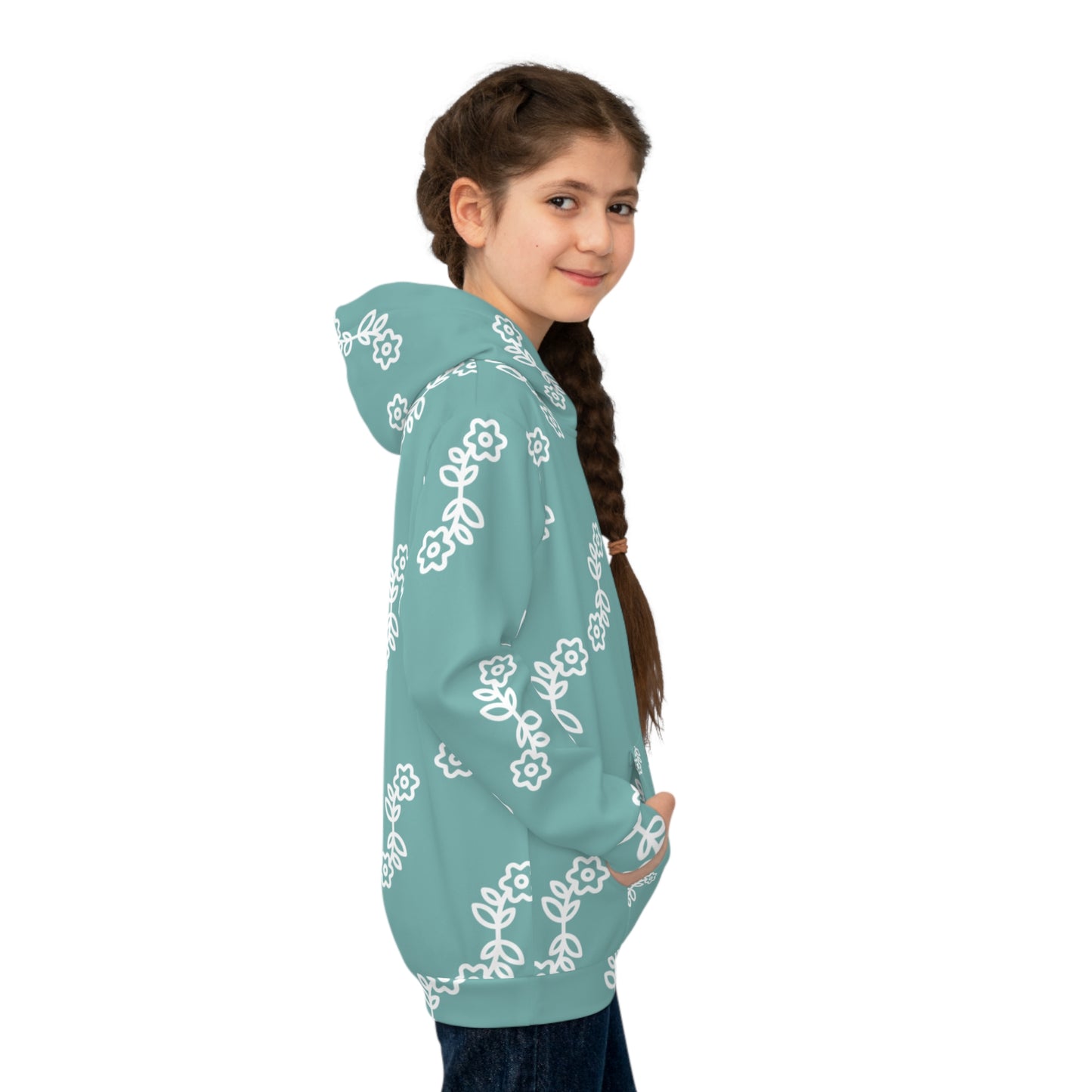Floral Pattern Children's Hoodie, Cozy Kids Sweatshirt, Spring Fashion, Birthday Gift, Cute Toddler Hoodie, Gift for Girls