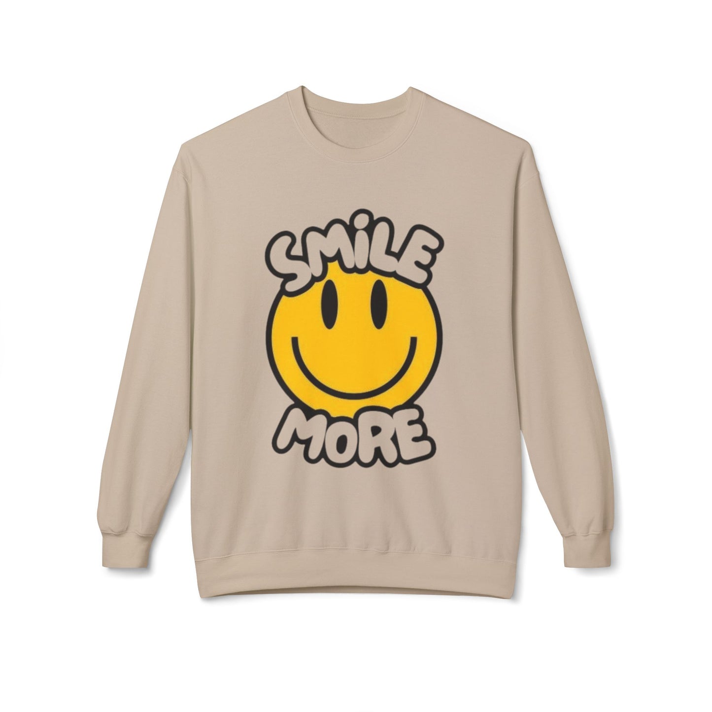 Smiley Face Fleece Crewneck Sweatshirt | Sweatshirt for Everyday Comfort, Gifts, Casual Wear, Smile More Apparel, Cozy Fashion
