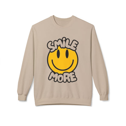 Smiley Face Fleece Crewneck Sweatshirt | Sweatshirt for Everyday Comfort, Gifts, Casual Wear, Smile More Apparel, Cozy Fashion