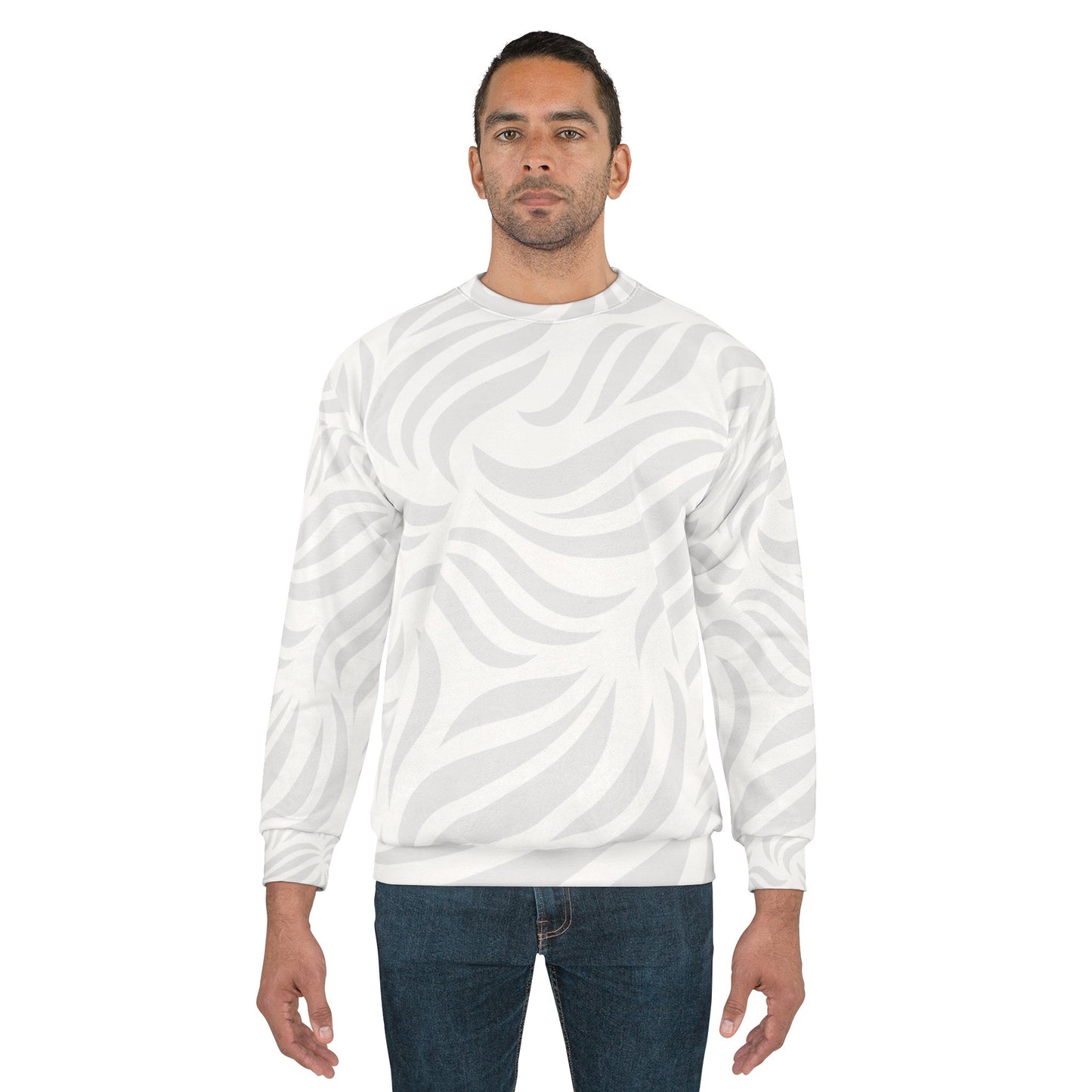 Stylish  Sweatshirt with Abstract Wave Design, Cozy Fall Fashion, Casual Wear, Gift for Friends, Everyday Comfort, Trendy Layering