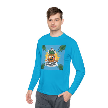 Pineapple Graphic Long Sleeve Tee, Don't Worry Be Pineapple Shirt, Casual Wear, Gift for Friends, Summer Style, Vacation Top.