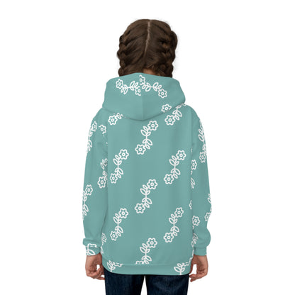 Floral Pattern Children's Hoodie, Cozy Kids Sweatshirt, Spring Fashion, Birthday Gift, Cute Toddler Hoodie, Gift for Girls