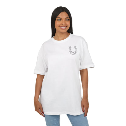 Casual Oversize Tee with Horseshoe Design, Comfortable Cotton Tee,  T-Shirt, Everyday Wear,  Relaxed Fit Tee