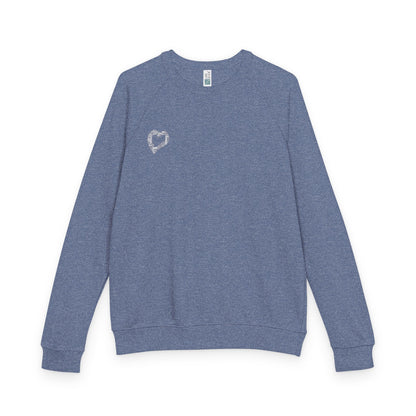 Cozy Love Heart Raglan Crewneck Sweatshirt, Pullover, Gift for Him/Her, Casual Wear, Valentine's Day Gift, Year-Round Comfort