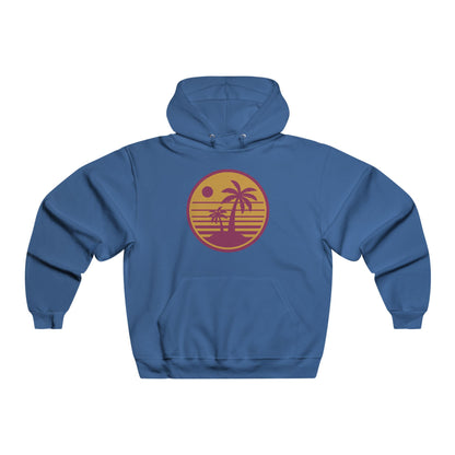 Retro Sunset Palm Tree Hoodie, Relaxed Fit, Beach Vibes Sweatshirt, Casual Gift, Summer Style Apparel