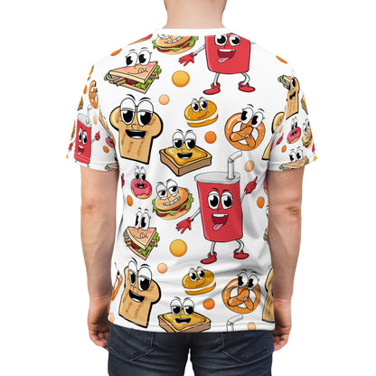 Playful Foodie Tee - Whimsical  T-Shirt, Cartoon Food Design, Fun Gift for Food Lovers, Party Wear, Casual Style