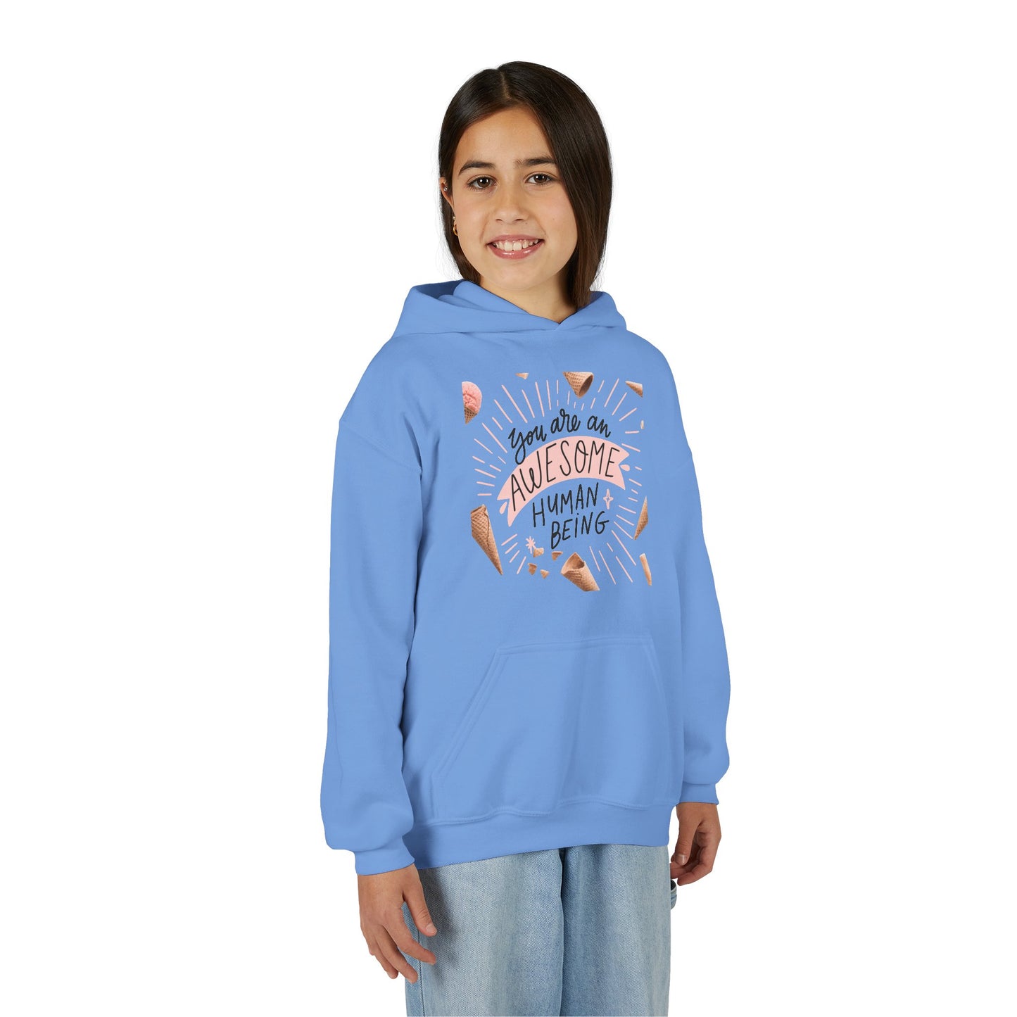 Youth Inspirational Hoodie - You Are An Awesome Human Being, Perfect Gift for Teens, Motivational Sweatshirt, Birthday Present