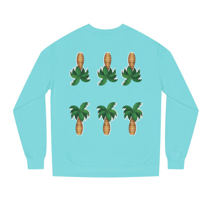 Palm Tree Crew Neck Sweatshirt, Casual Wear, Beach Vibes Apparel, Everyday Comfort, Gift for Him or Her