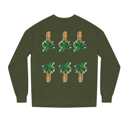 Palm Tree Crew Neck Sweatshirt, Casual Wear, Beach Vibes Apparel, Everyday Comfort, Gift for Him or Her
