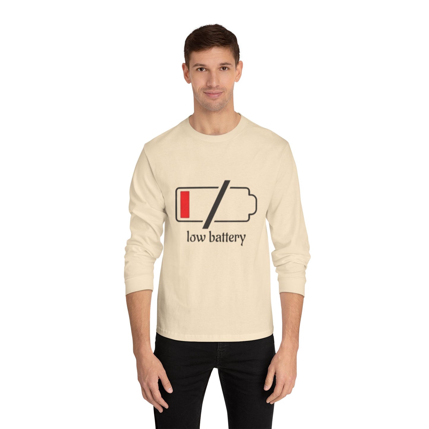 Low Battery Long Sleeve T-Shirt | Funny Tech Shirt | Perfect Gift for Gamers | Casual Wear | Comfortable Everyday Tee