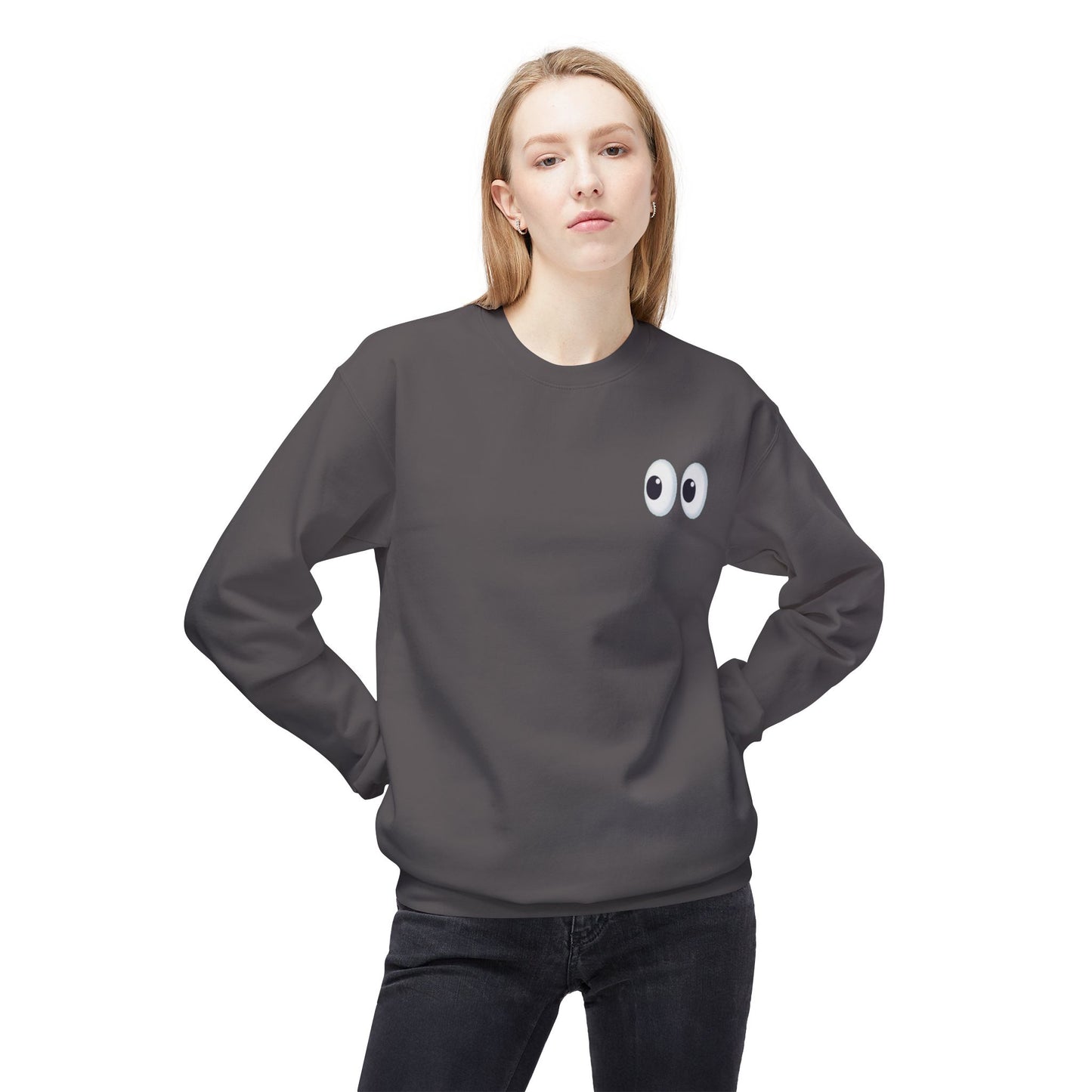 Cute Eyes Crewneck Sweatshirt, Cozy  Fleece, Perfect for Gifts, Casual Wear, Everyday Comfort
