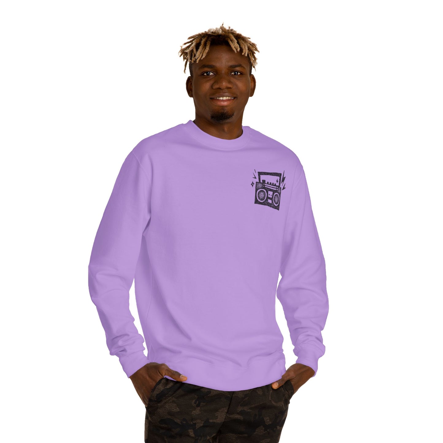 Retro Boombox Sweatshirt - Music Lover Apparel, Gift for Him,  Crew Neck, Casual Wear, Cozy Fashion