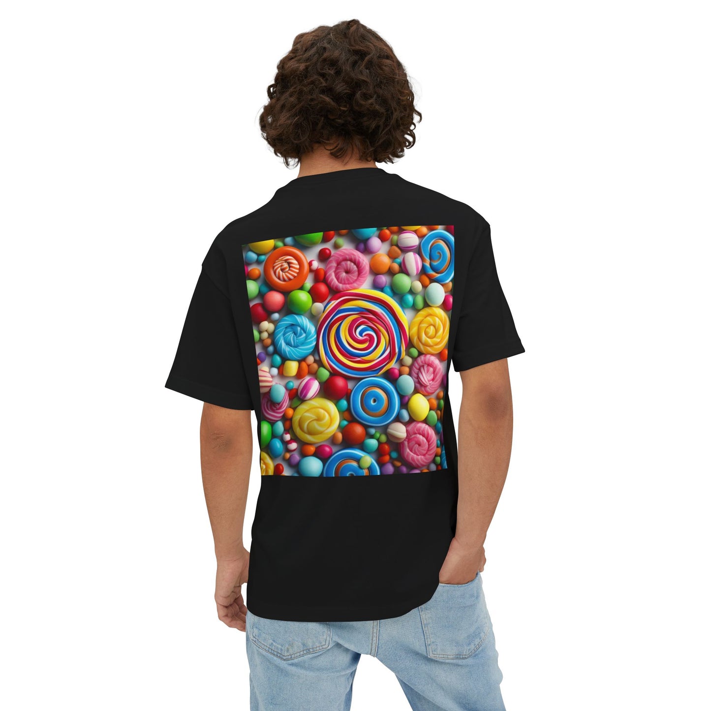 Candy-Themed  Oversized Boxy Tee, Sweet Treat Shirt, Fun Summer Tee, Trendy Casual Wear, Gift for Candy Lovers, Party Shirt, [...]
