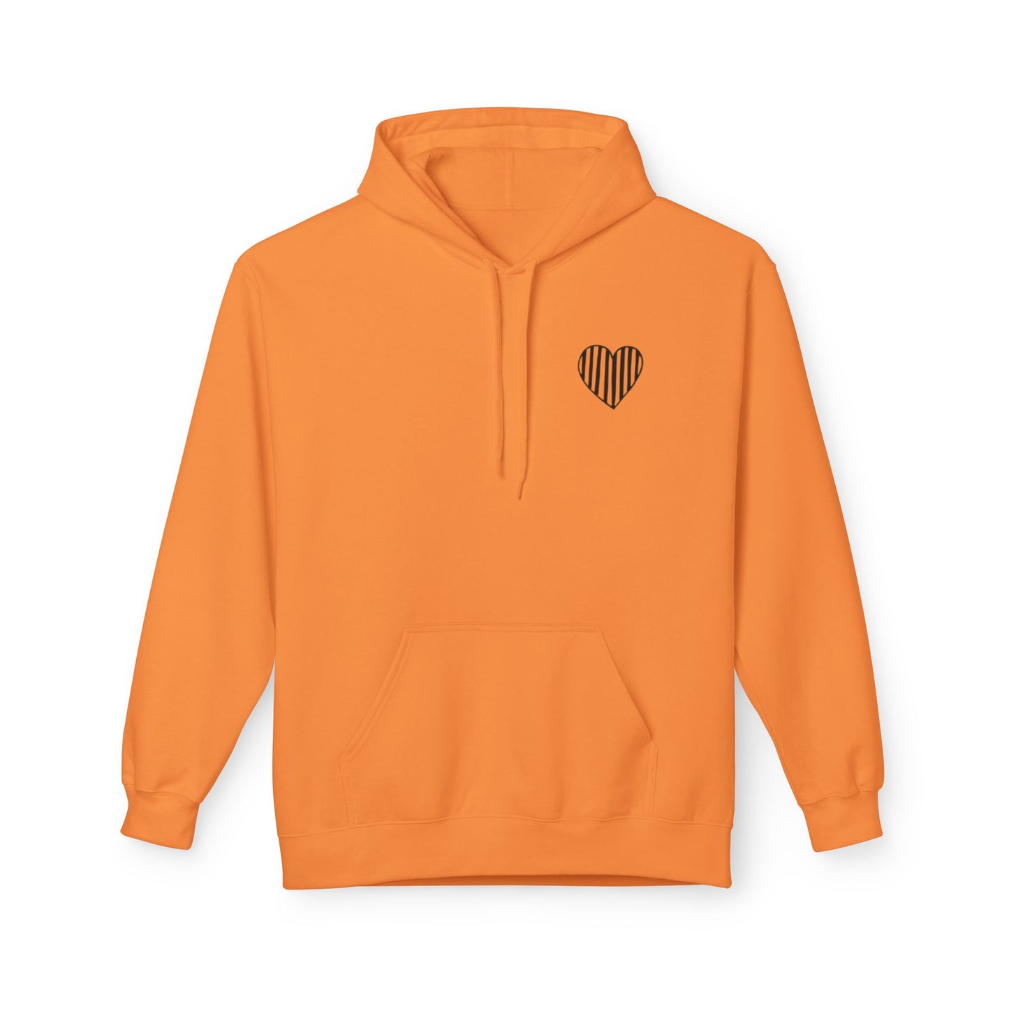 Striped Heart Fleece Hoodie - Soft, Cozy Apparel for All Seasons