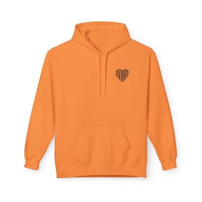 Striped Heart Fleece Hoodie - Soft, Cozy Apparel for All Seasons