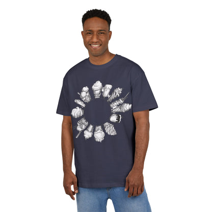 Ice Cream Lovers  Heavy Oversize Tee, Summer Fashion, Casual Wear, Gift for Foodies, Ice Cream Enthusiasts, Comfort Tee