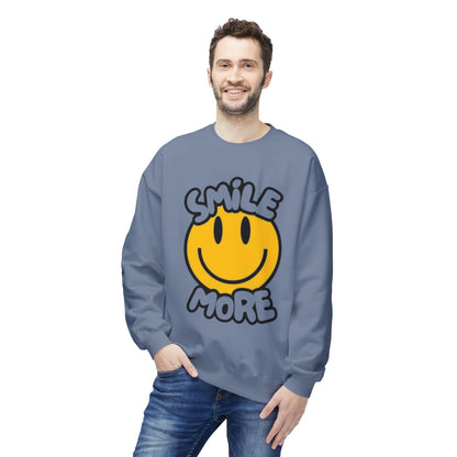 Smiley Face Fleece Crewneck Sweatshirt | Sweatshirt for Everyday Comfort, Gifts, Casual Wear, Smile More Apparel, Cozy Fashion
