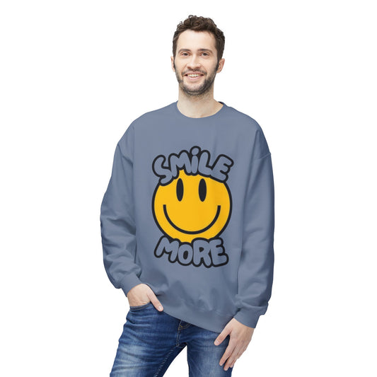 Smiley Face Fleece Crewneck Sweatshirt | Sweatshirt for Everyday Comfort, Gifts, Casual Wear, Smile More Apparel, Cozy Fashion