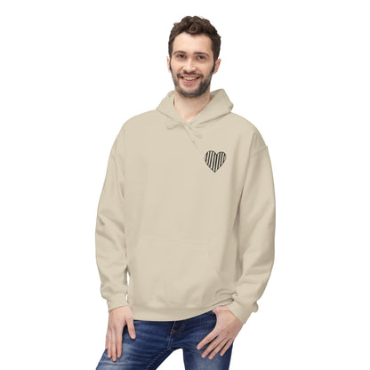Striped Heart Fleece Hoodie - Soft, Cozy Apparel for All Seasons