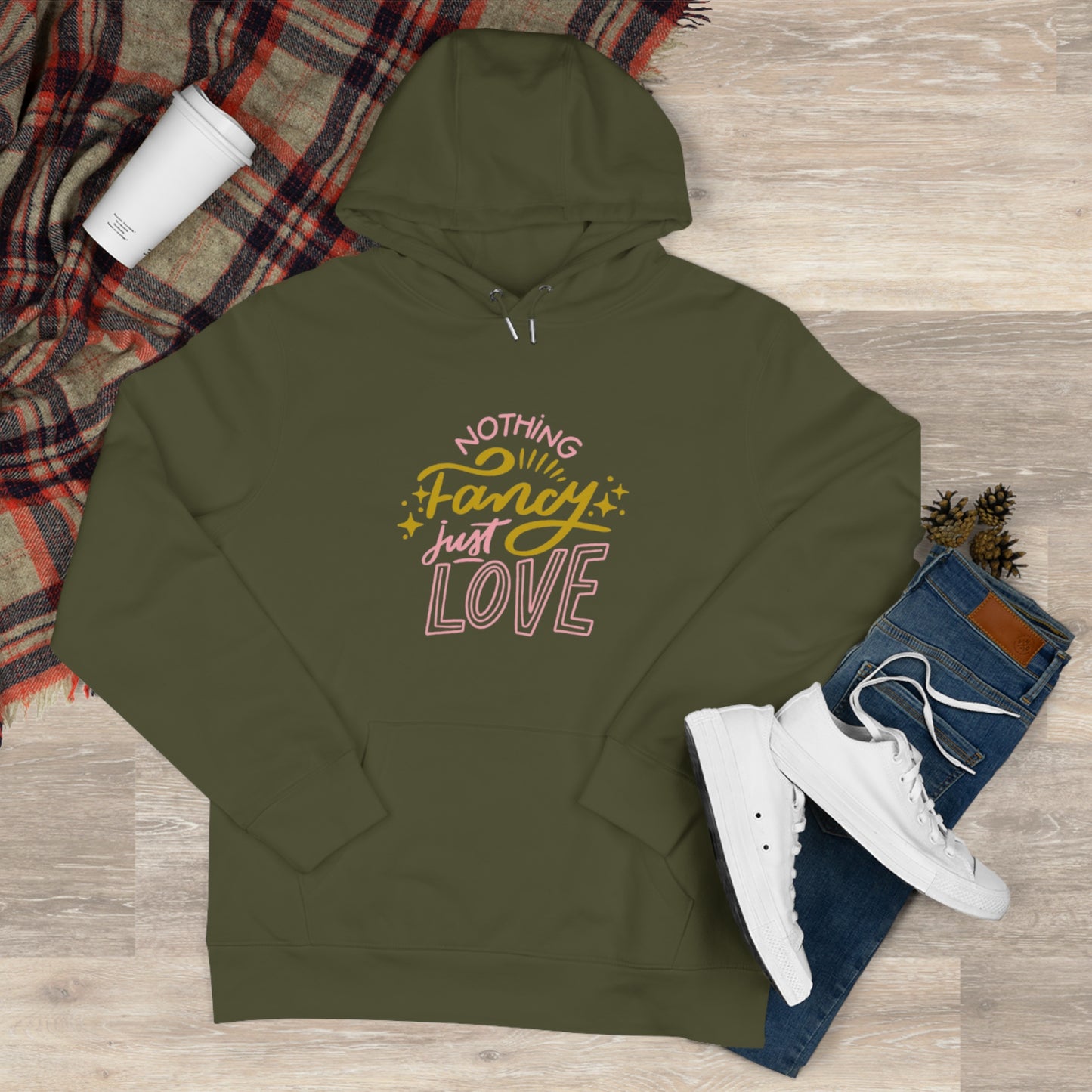 Nothing Fancy Just Love King Hooded Sweatshirt, Cozy Gift for Him, Valentine's Day Gift, Casual Wear, Everyday Comfort Sweatshirt