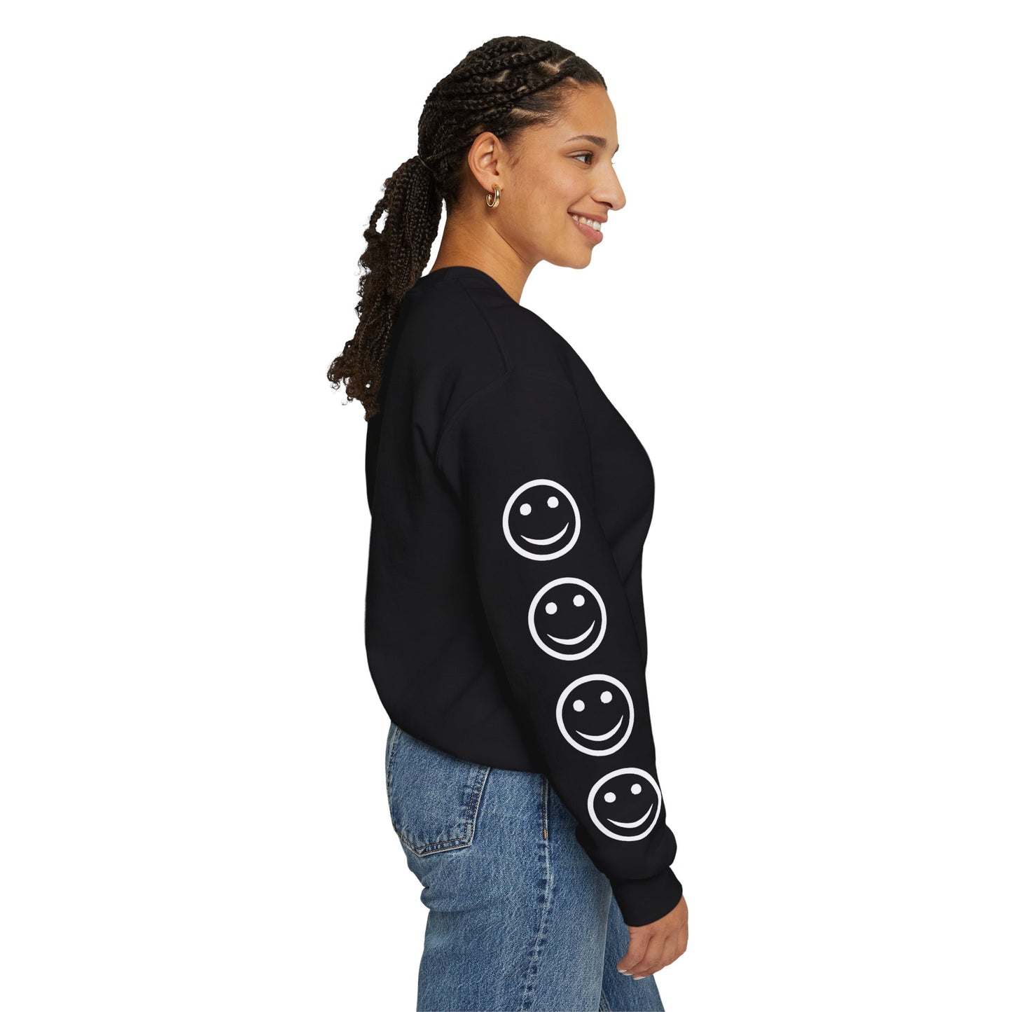 Smiley Face Crewneck Sweatshirt , Casual Wear, Gift for Friends, Cozy Layering, Everyday Comfort