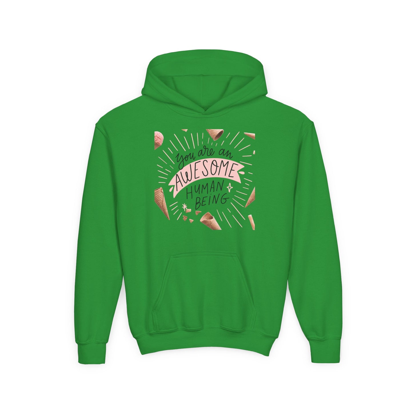 Youth Inspirational Hoodie - You Are An Awesome Human Being, Perfect Gift for Teens, Motivational Sweatshirt, Birthday Present