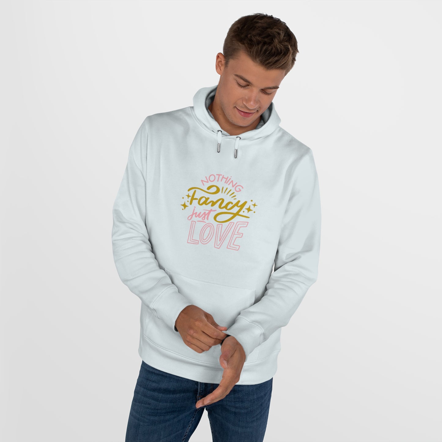 Nothing Fancy Just Love King Hooded Sweatshirt, Cozy Gift for Him, Valentine's Day Gift, Casual Wear, Everyday Comfort Sweatshirt