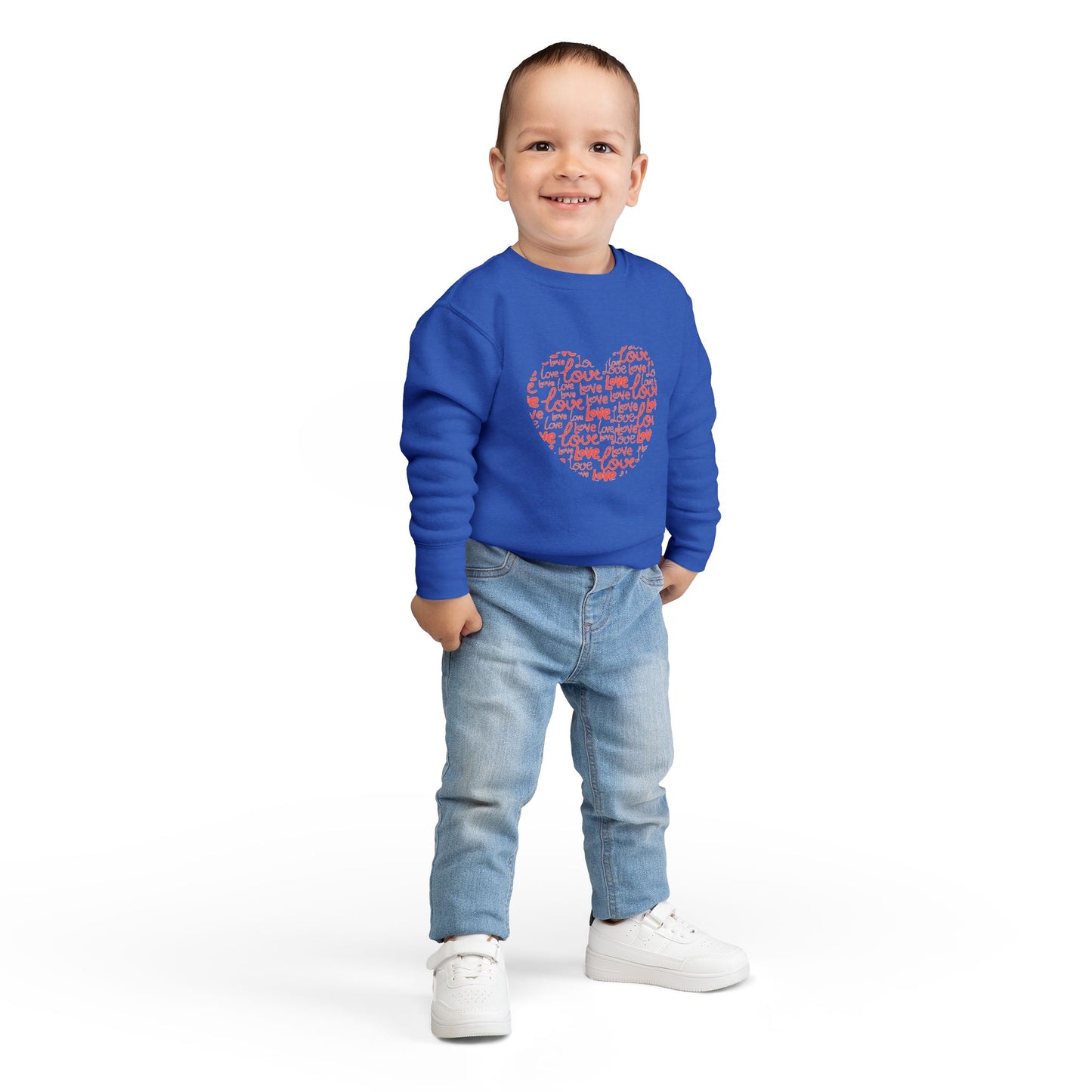 Toddler Love Heart Sweatshirt, Cute Baby Crewneck, Valentine Gift, Adorable Kids Apparel, Heart Sweatshirt for Toddlers