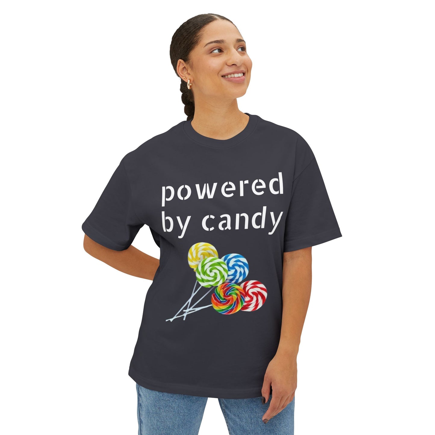 Candy-Themed  Oversized Boxy Tee, Sweet Treat Shirt, Fun Summer Tee, Trendy Casual Wear, Gift for Candy Lovers, Party Shirt, [...]