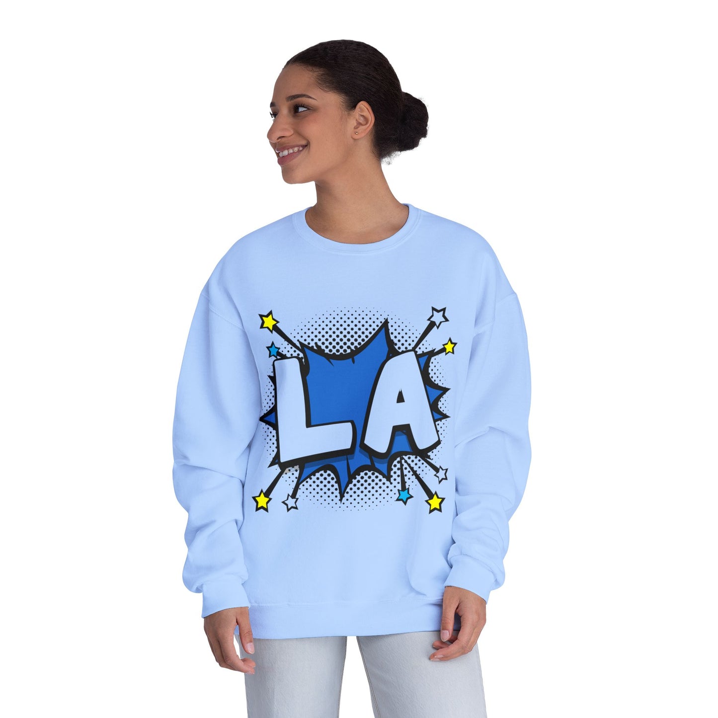 Cool LA Comic Style Crewneck Sweatshirt,  Graphic Sweater, Gift for Him, Her, Casual Wear