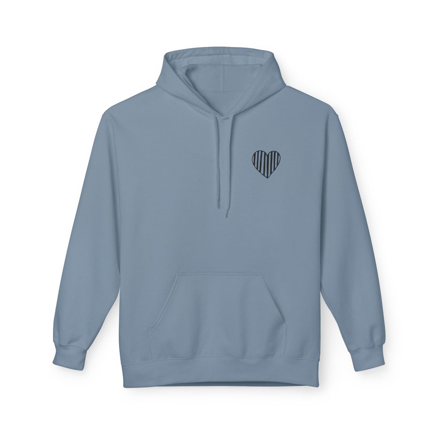 Striped Heart Fleece Hoodie - Soft, Cozy Apparel for All Seasons