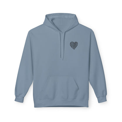 Striped Heart Fleece Hoodie - Soft, Cozy Apparel for All Seasons