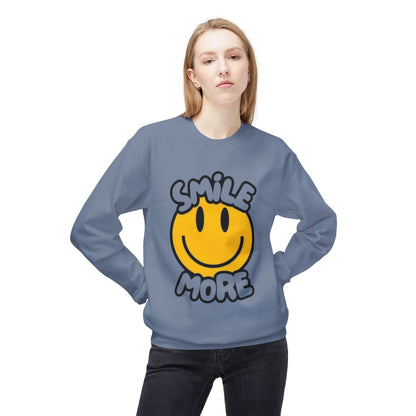 Smiley Face Fleece Crewneck Sweatshirt | Sweatshirt for Everyday Comfort, Gifts, Casual Wear, Smile More Apparel, Cozy Fashion