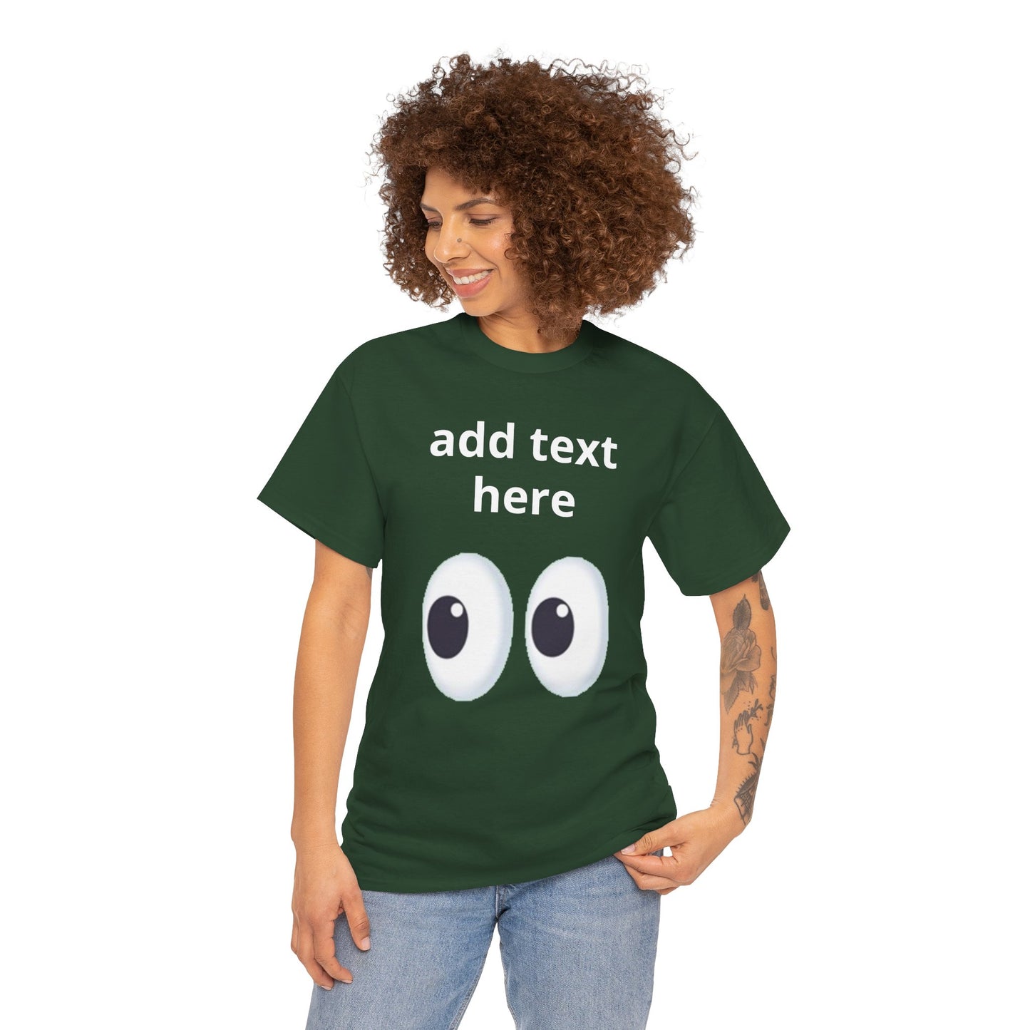 Funny Eyes Graphic Tee — Customizable “add text here” Shirt