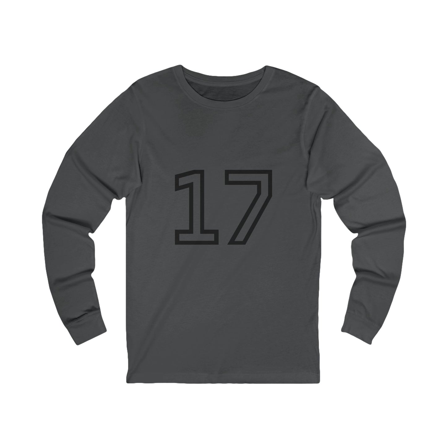 Minimalist  Long Sleeve Tee with Number 17, Casual Wear, Sports Life, Personalized Gift, Everyday Comfort, Fashion Statement