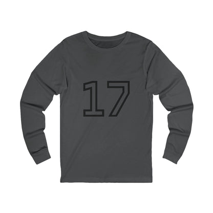 Minimalist  Long Sleeve Tee with Number 17, Casual Wear, Sports Life, Personalized Gift, Everyday Comfort, Fashion Statement