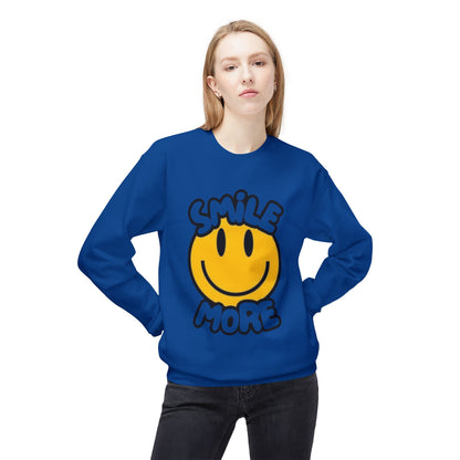 Smiley Face Fleece Crewneck Sweatshirt | Sweatshirt for Everyday Comfort, Gifts, Casual Wear, Smile More Apparel, Cozy Fashion