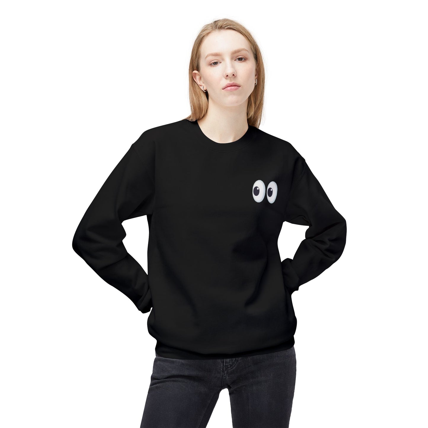 Cute Eyes Crewneck Sweatshirt, Cozy  Fleece, Perfect for Gifts, Casual Wear, Everyday Comfort