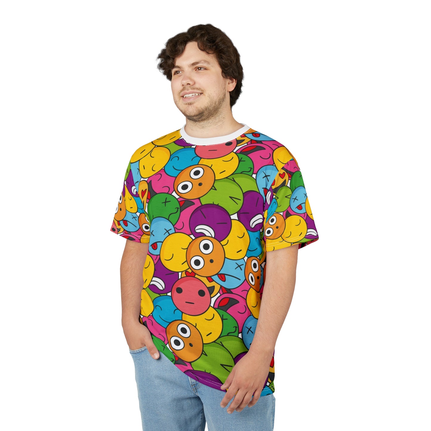 Colorful Emoji Tee, Fun & Quirky Graphic Shirt, Gift for Friends, Casual Wear, Birthday or Party Attire