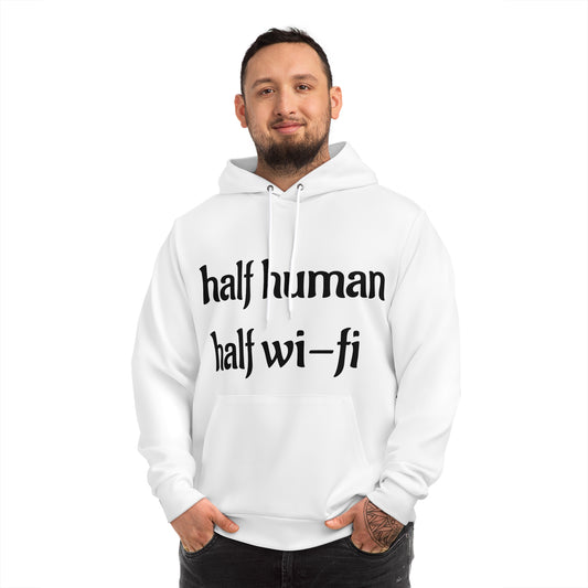 Half Human Half Wi-Fi Hoodie, Trendy Sweatshirt for Tech Lovers, Unique Gift for Geeks, Perfect for Everyday Wear, Internet Culture Apparel