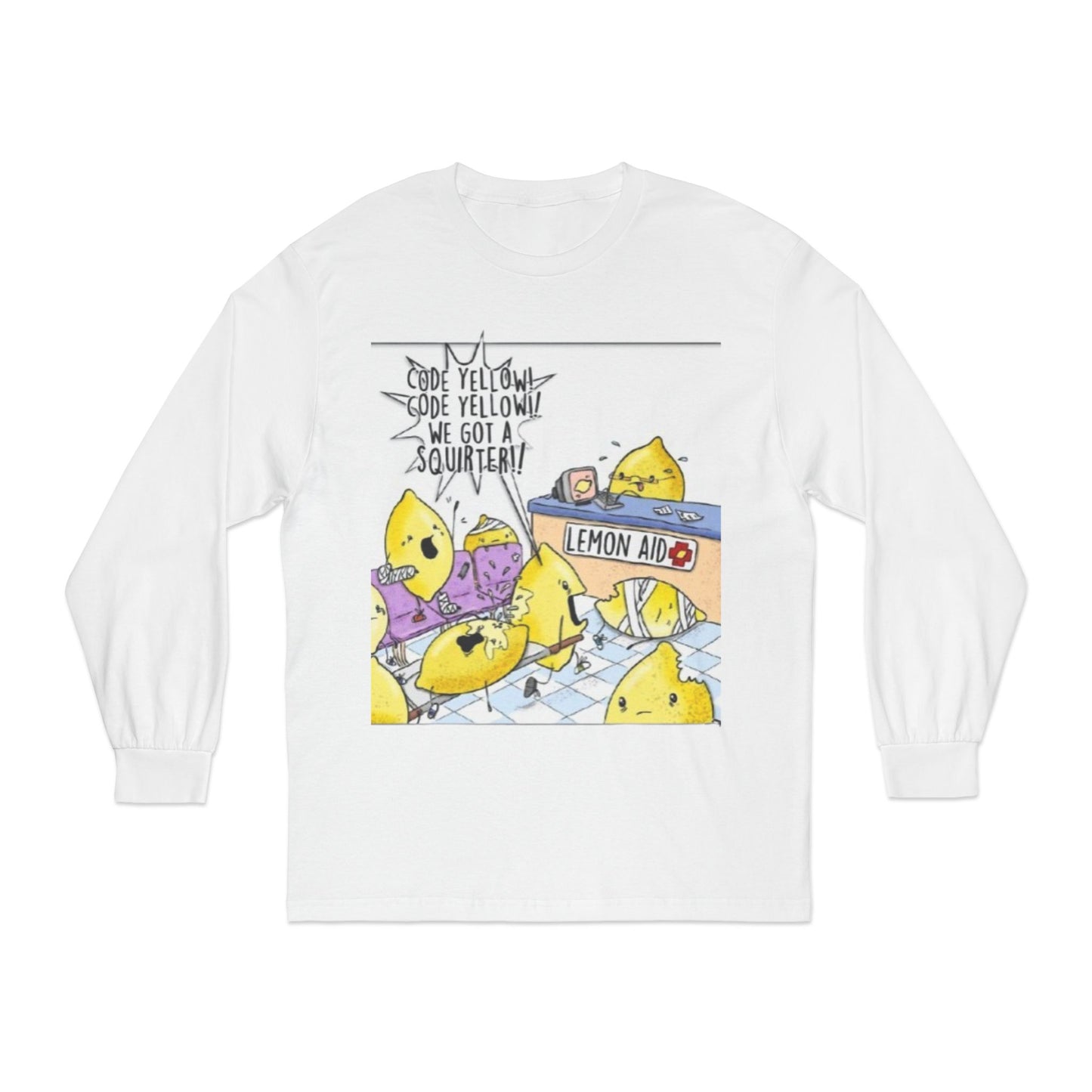 Fun Lemonade T-Shirt, Cartoon Tee,Long Sleeve, Summer Vibes, Gift for Citrus Lovers, Funny Lemon Shirt