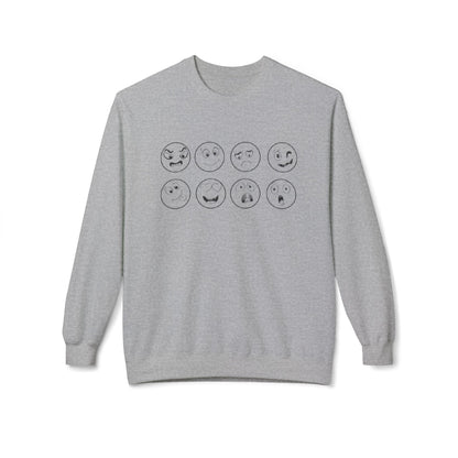 Emoticon Crewneck Sweatshirt - Cozy Fleece Sweatshirt, Gift for Friends, Funny Emoji Apparel, Mood Swag, Casual Layering